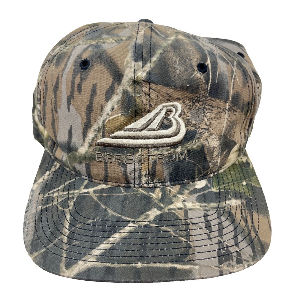 Vintage Bergstrom Camo Hat Cap SnapBack Turkey Hunting 90s Y2K Realtree Adult